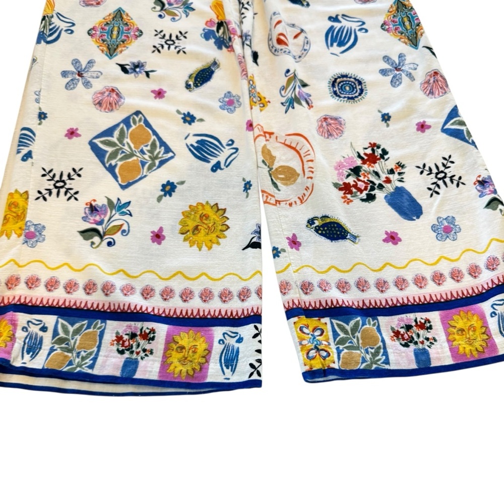 Label Of Love Anthropologie Womens M Tropical Wide Leg Linen Blend Resort Pants - Picture 10 of 16